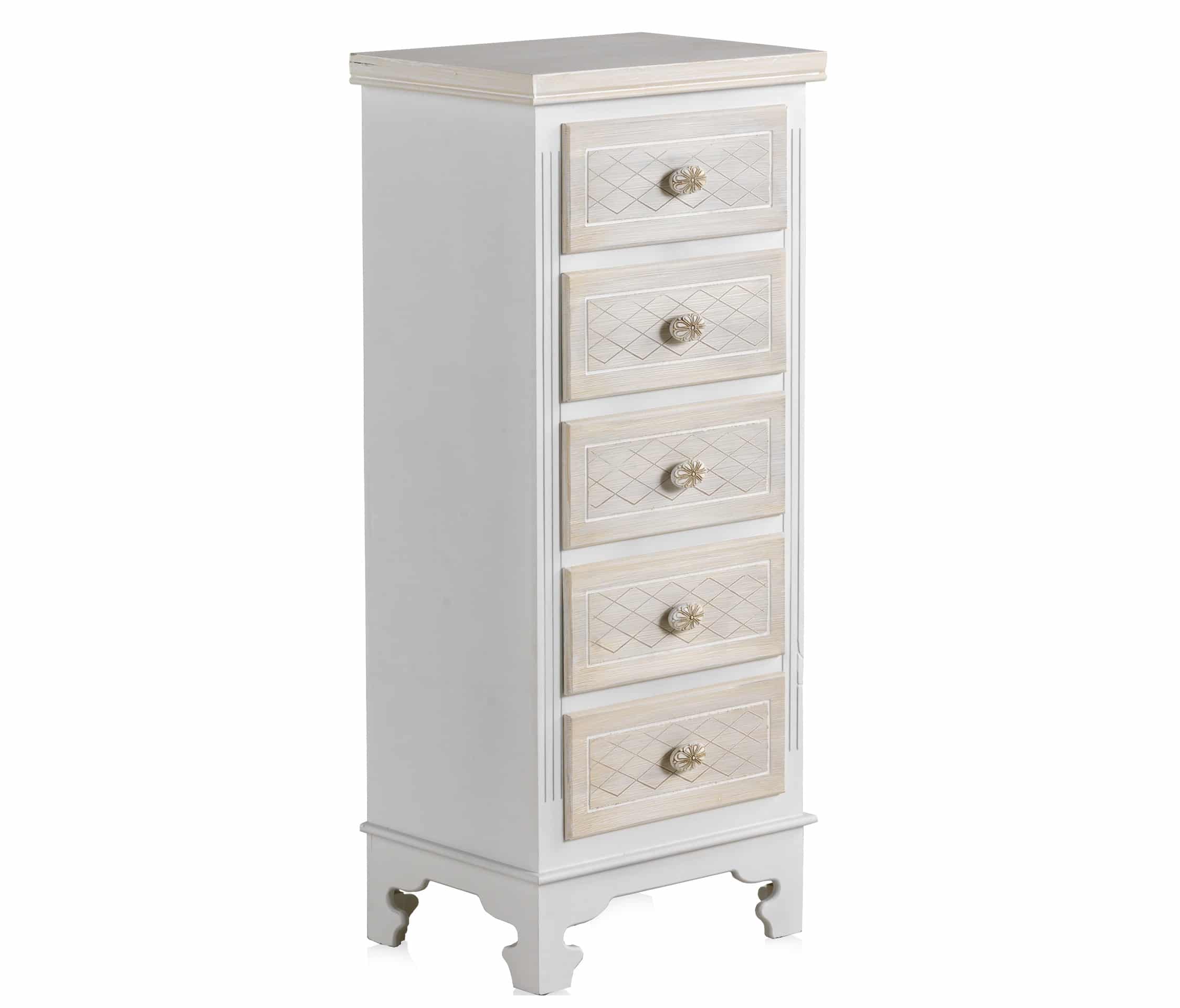 Sinfonier 5 Cajones Madera Blanco Crema
