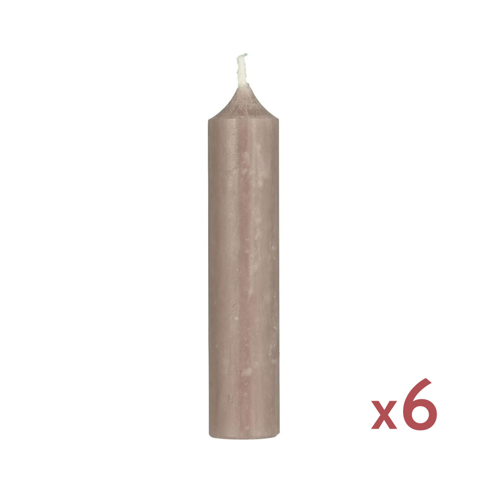 Pack 6 Velas Corta Rustic Rosa Envejecido