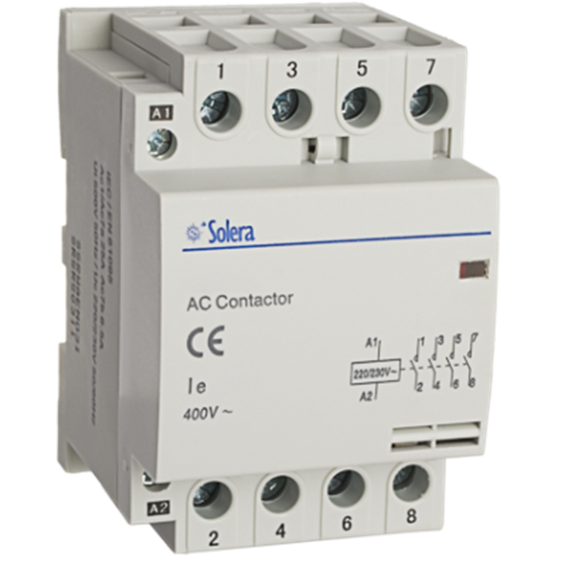 Contactor modular 4P 25A 3 modulos SOLERA CM4A25