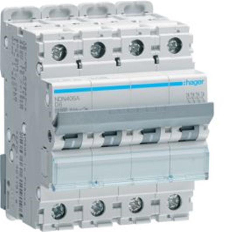 Interruptor Automatico N 4P 4A curva D 10kA HAGER NDN404A