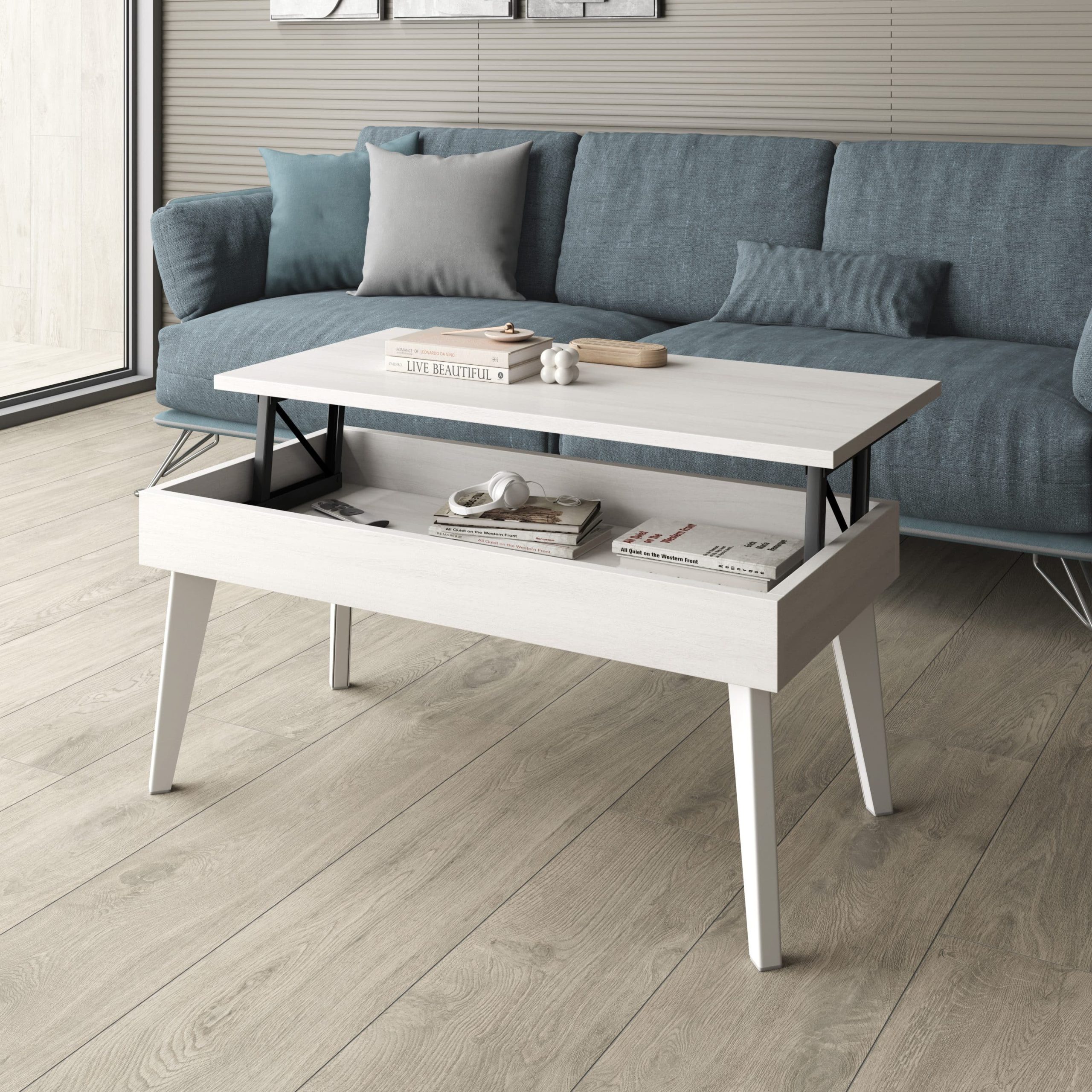 Mesa de Centro Elevable Pata Metal Inclinada